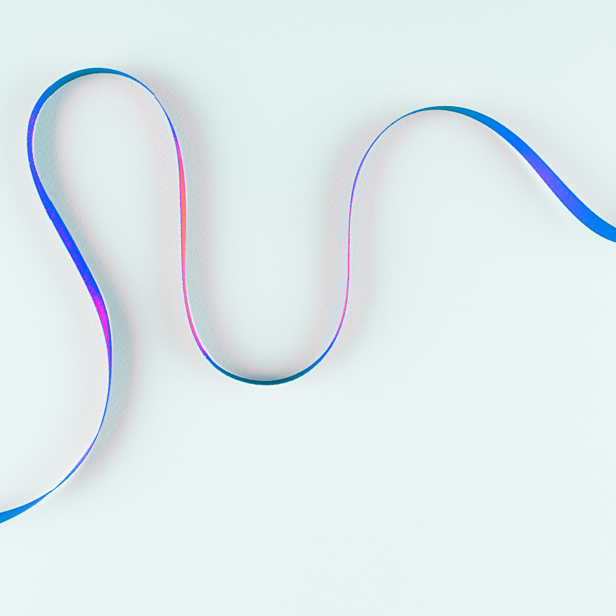 a curving multi-colored ribbon dividing the graphic
