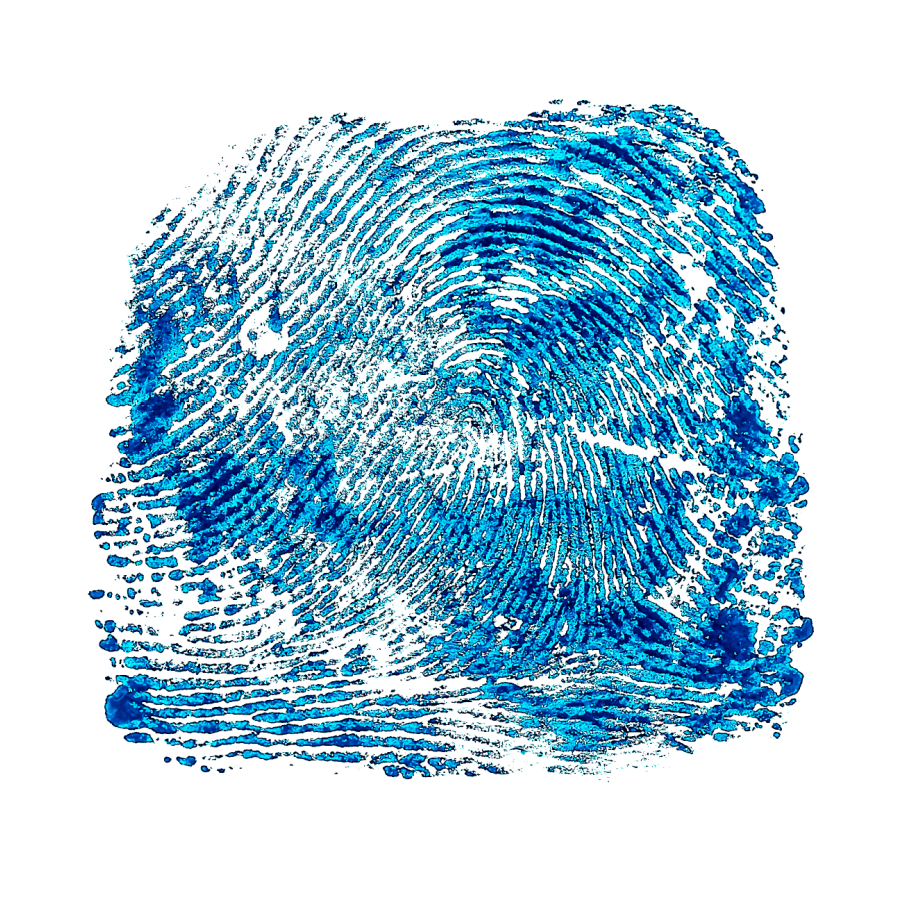 a fingerprint in shades of blue